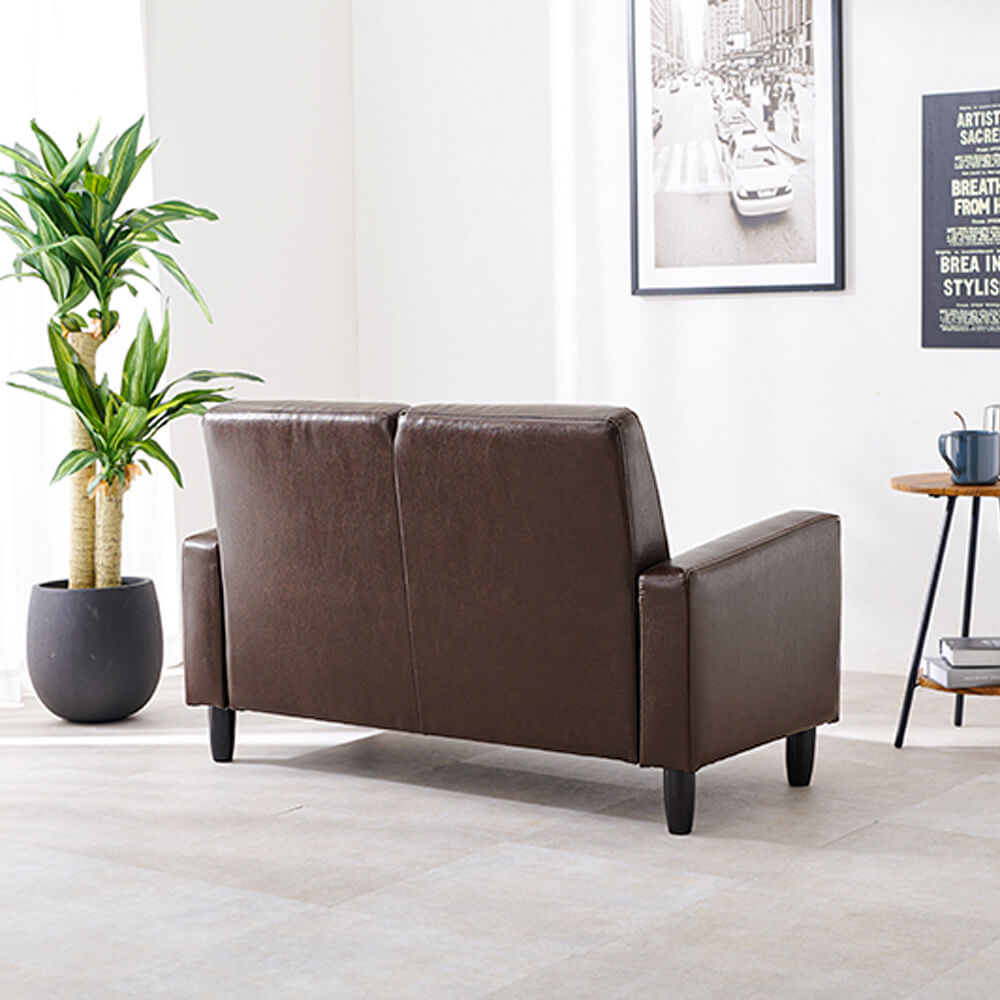 フェイクレザー2人掛けソファ