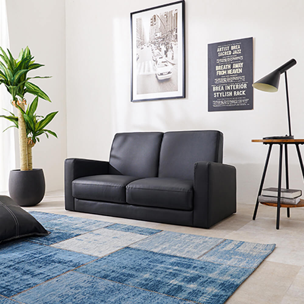 フェイクレザー2人掛けソファ