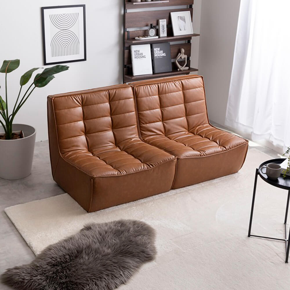 PVCレザー2人掛けソファ