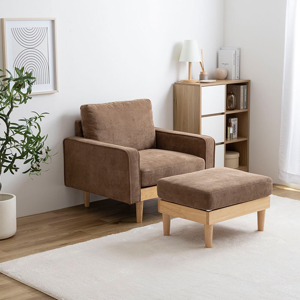 1人掛けコーデュロイソファ ＆ オットマンセット