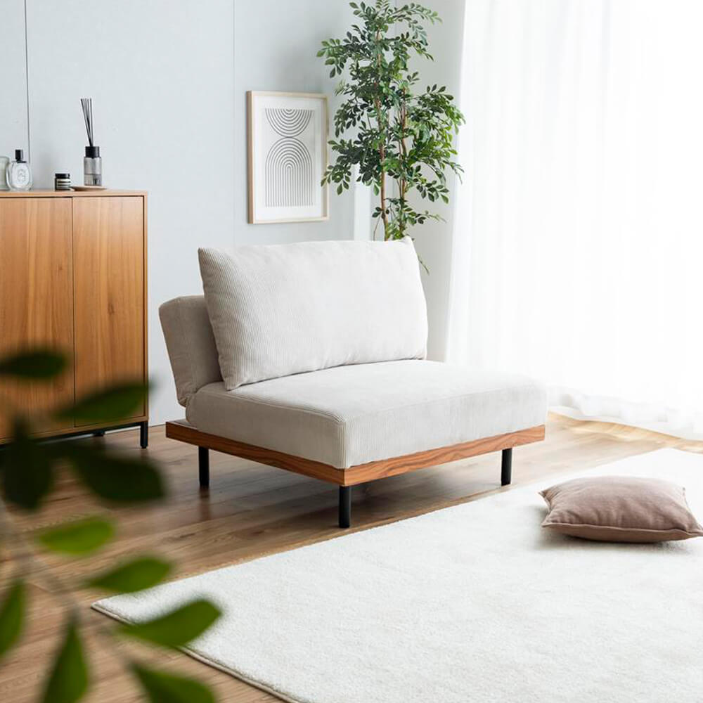 リクライニングコーデュロイ1人掛けソファ