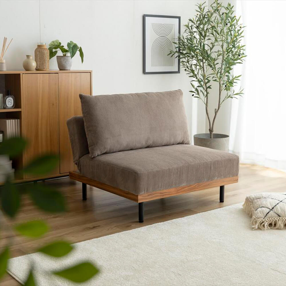 リクライニングコーデュロイ1人掛けソファ