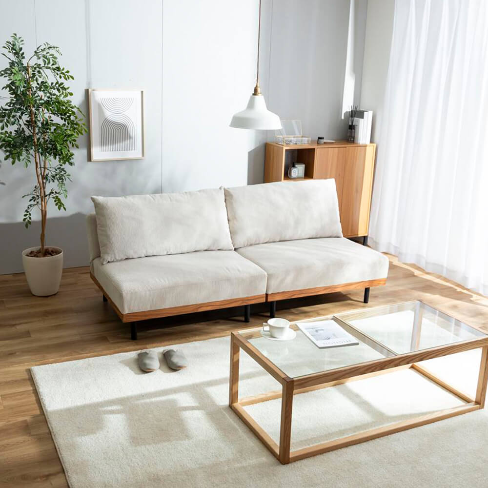 リクライニングコーデュロイ1人掛けソファ 2点セット