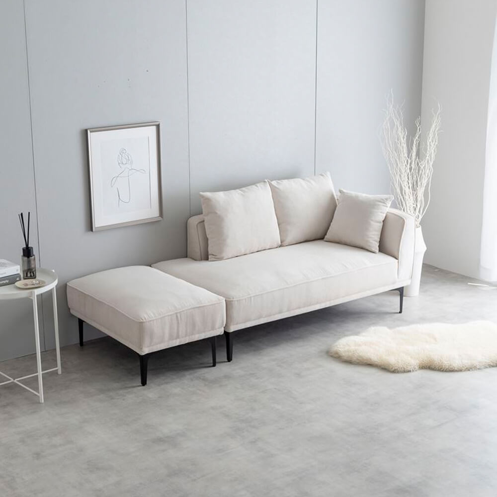 オットマン付き2人掛けカウチソファ