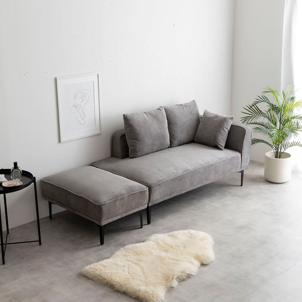 オットマン付き2人掛けカウチソファ