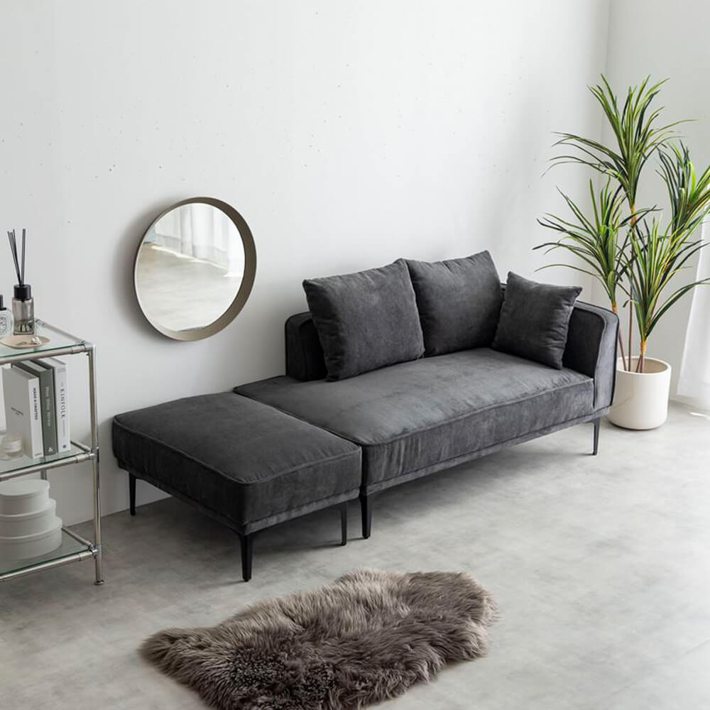 オットマン付き2人掛けカウチソファ