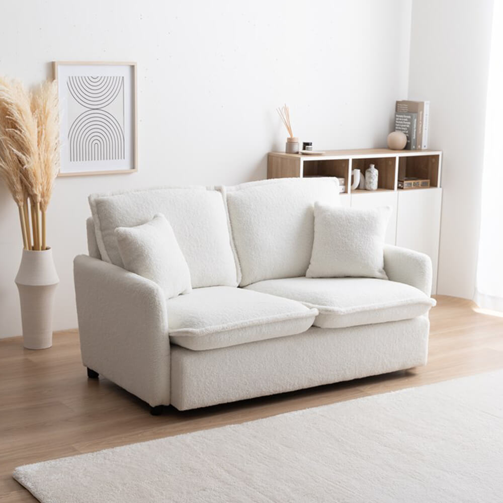 2人掛けブークレ生地ソファ