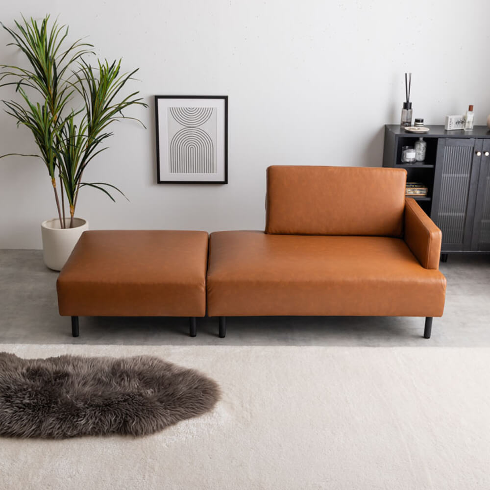 オットマン付き2人掛けカウチソファ