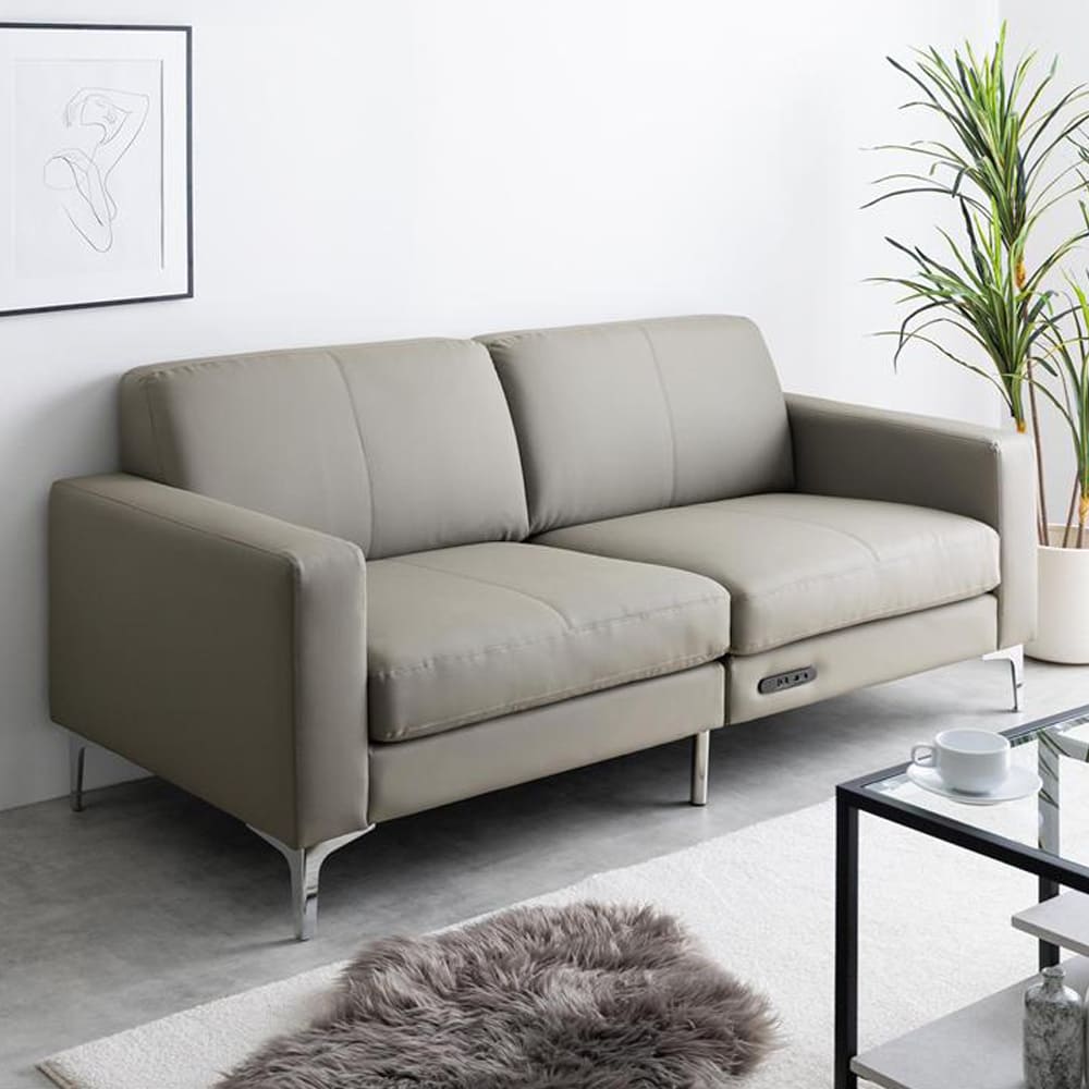 フェイクレザー3人掛けソファ