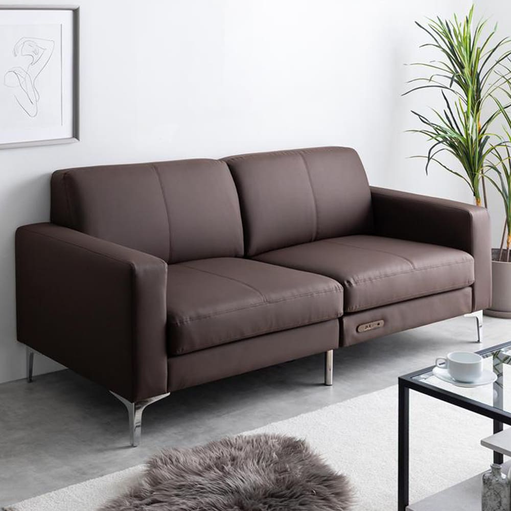 フェイクレザー3人掛けソファ