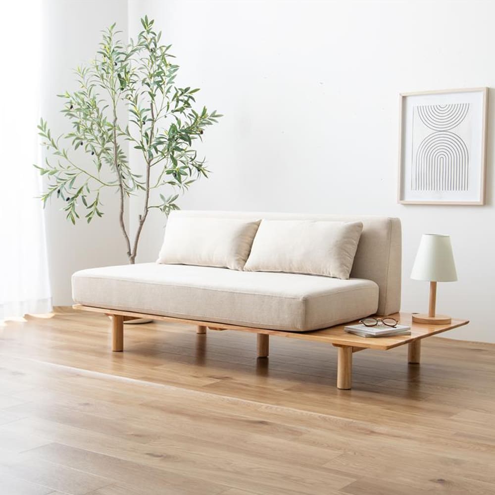 2人掛けサイドテーブル付きソファ