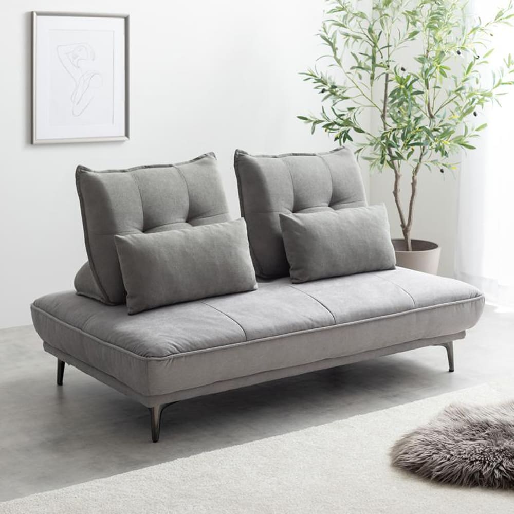 2人掛けアイランドソファ+自立式背もたれクッション2個 3点セット