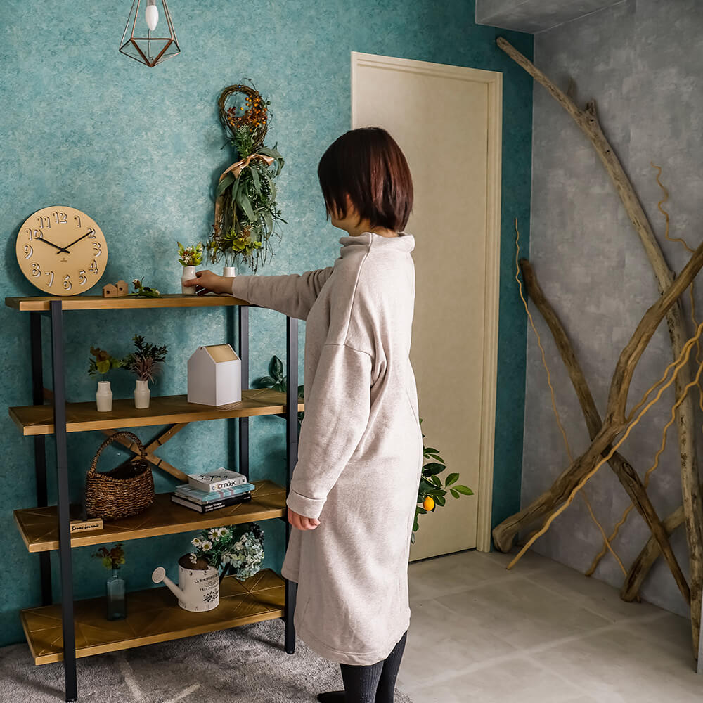 Kaleido（カレイド）  古材風4段ラック 幅90cmタイプ