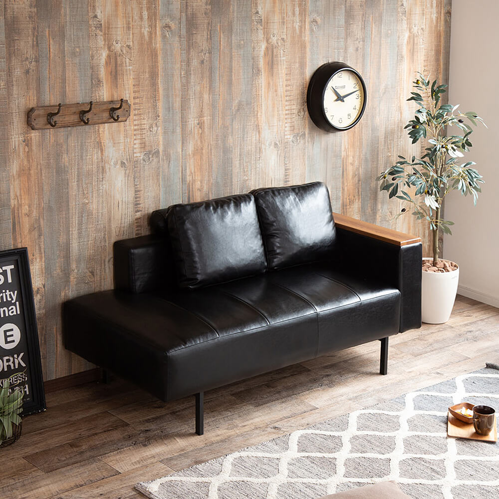 ソファー 2人がけ 肘置き レザー調 ブラック ソファー 2人がけ 肘置き レザー調 ブラック（ソファー 2人掛け