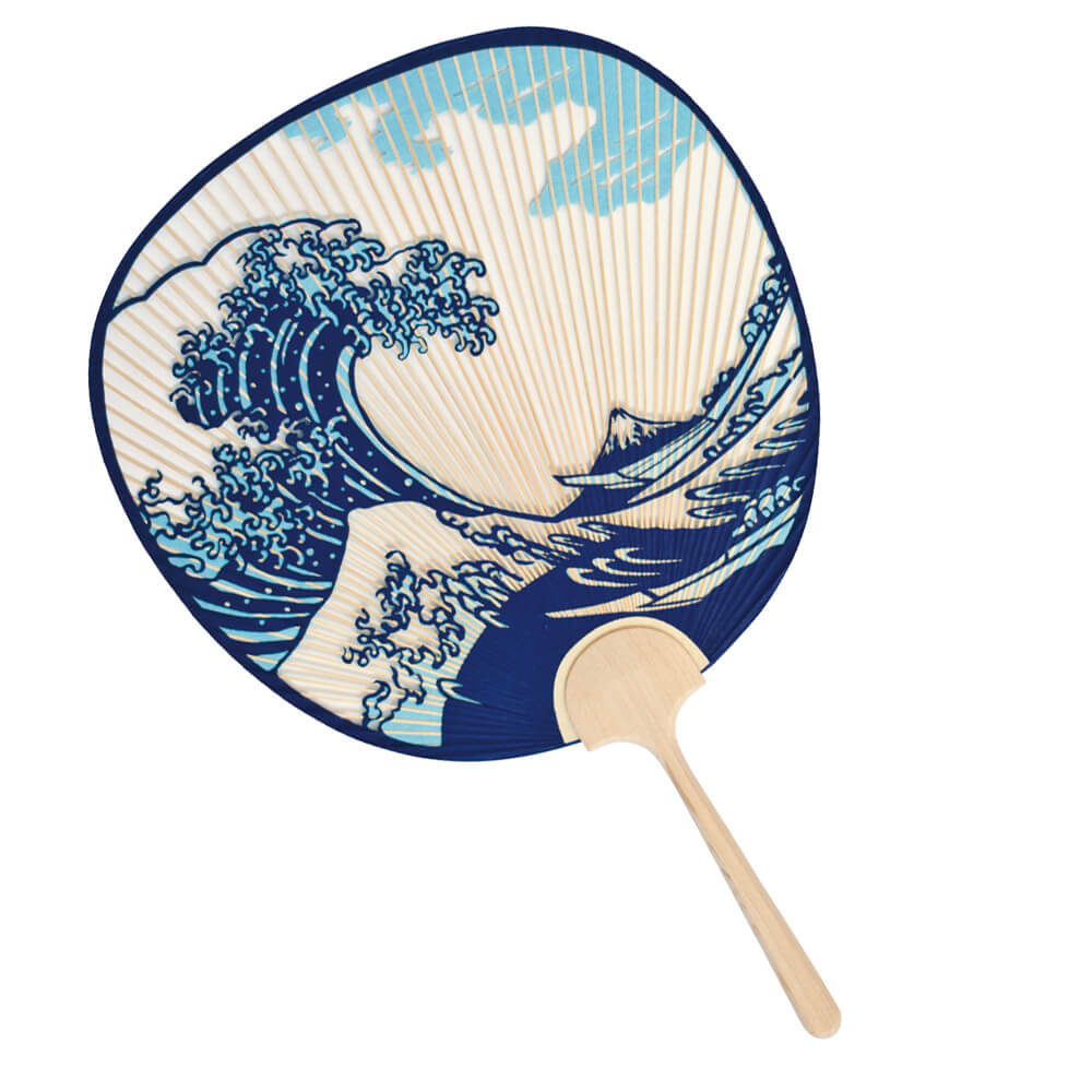 Bzうちわ　裏破れあり 京うちわ 浪裏（両面透かし）