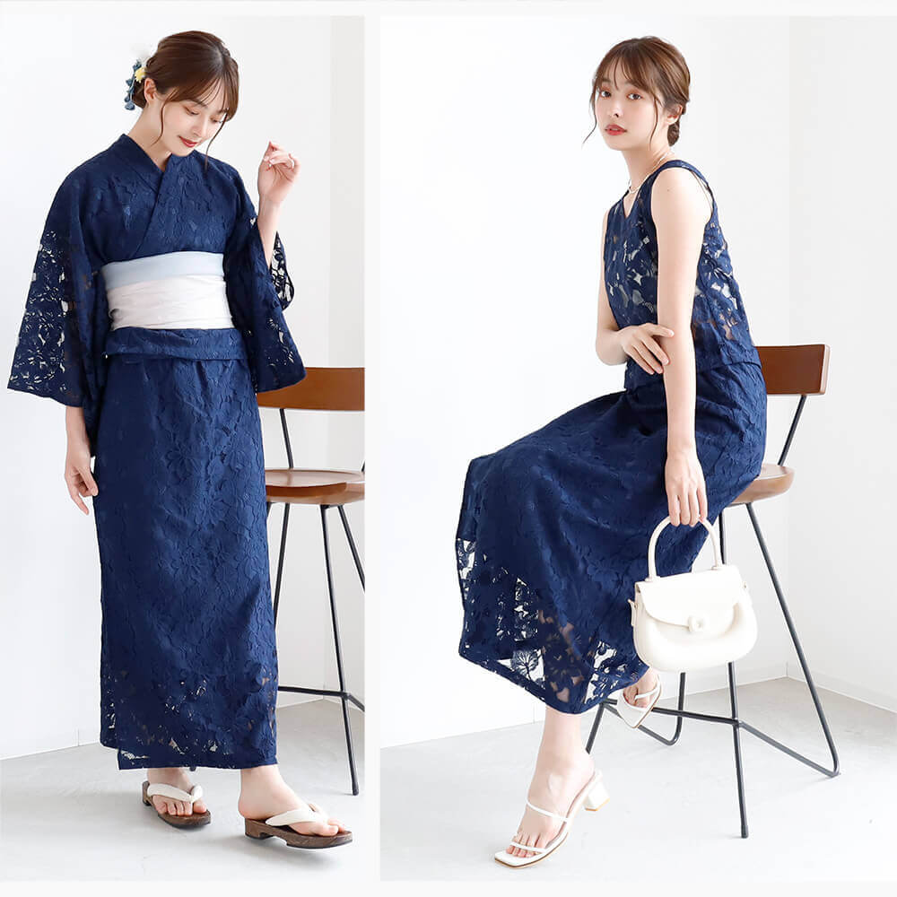 レディース 4way浴衣 ＋ 帯 4点セット